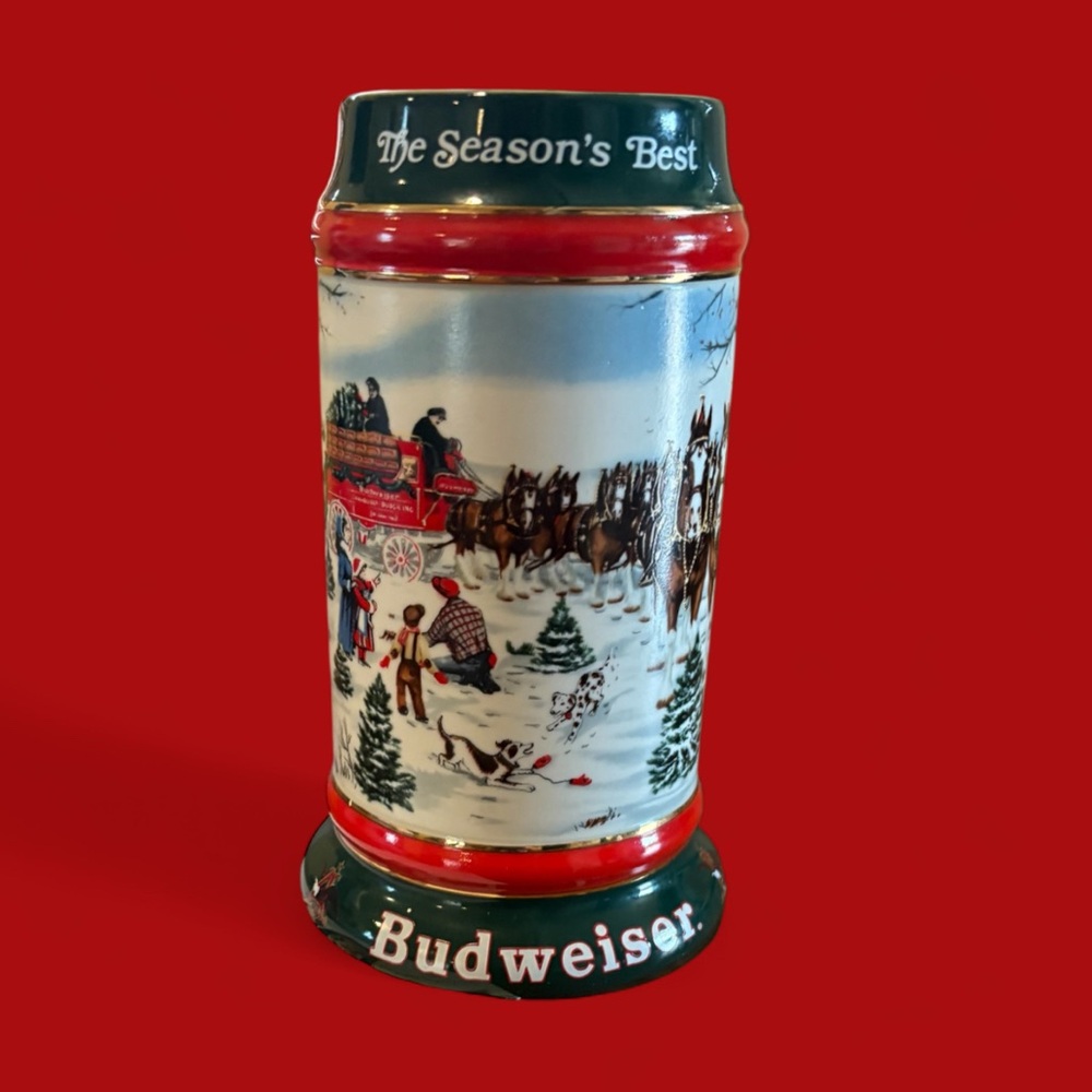1991 Budweiser Holiday Beer Stein mug